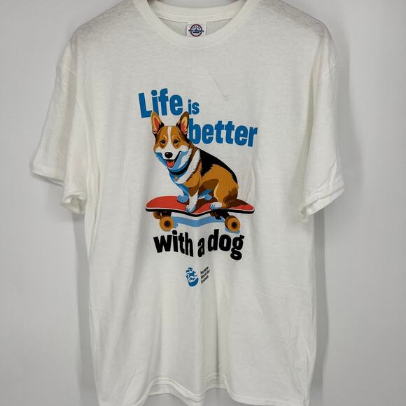 Life is Better With a Dog Delta Pro Weight Label Cotton T Shirt Size L - Picture 9 of 9